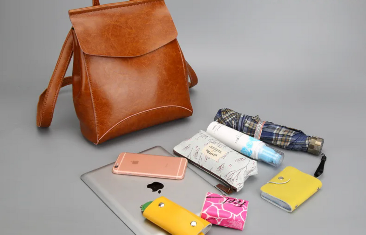 Genuine Leather Backpack Brown for Women