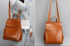 Genuine Leather Backpack Brown for Women