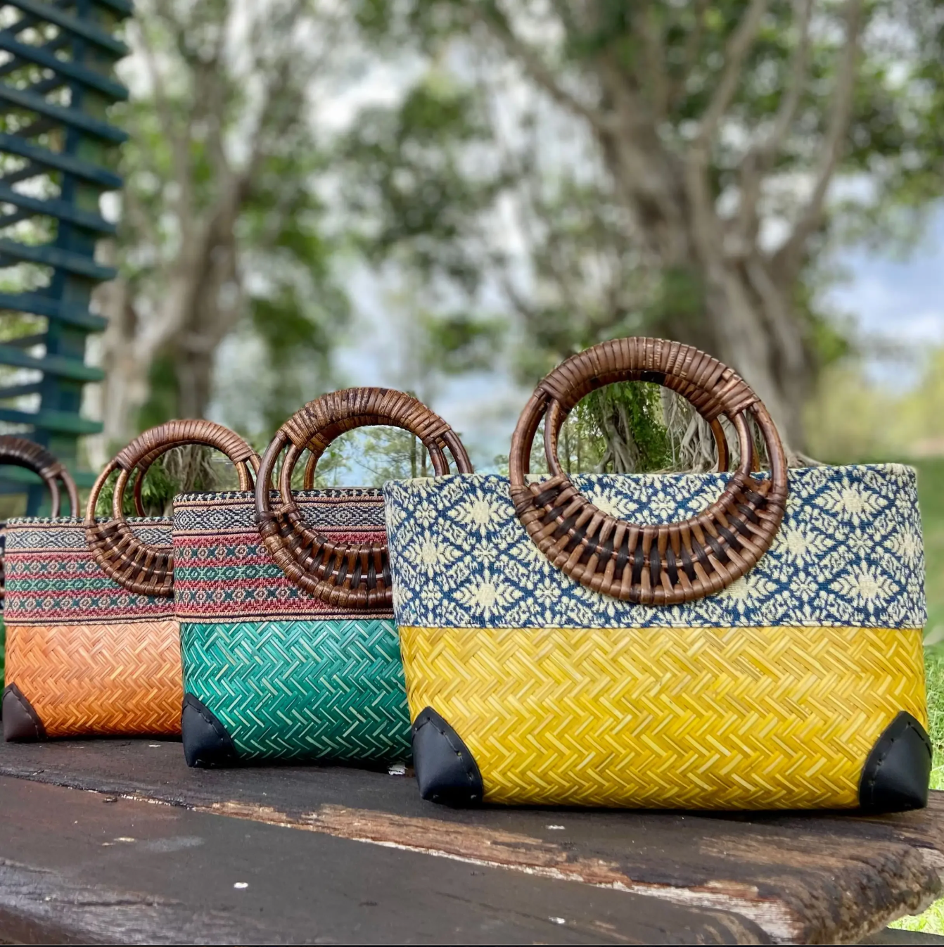 Retro Bamboo Woven Rattan Bag Summer Beach Tote