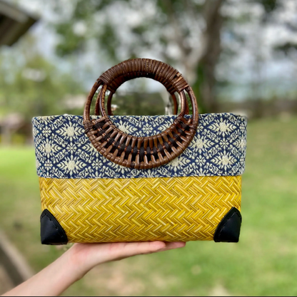 Retro Bamboo Woven Rattan Bag Summer Beach Tote
