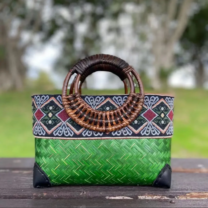 Retro Bamboo Woven Rattan Bag Summer Beach Tote