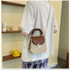 Straw Crossbody Purse with Brown Leather Flap