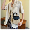 Straw Crossbody Purse with Brown Leather Flap