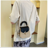 Straw Crossbody Purse with Brown Leather Flap