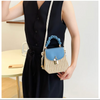 Straw Crossbody Purse with Brown Leather Flap