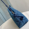 Leather Shoulder Bag Women’s Drawstring Handbag Quilted