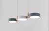 Modern 3 Light Metal Pendant Lamp White Grey Green