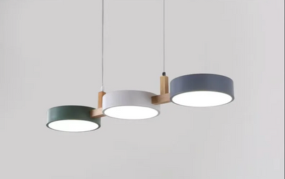 Modern 3 Light Metal Pendant Lamp White Grey Green