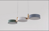 Modern 3 Light Metal Pendant Lamp White Grey Green