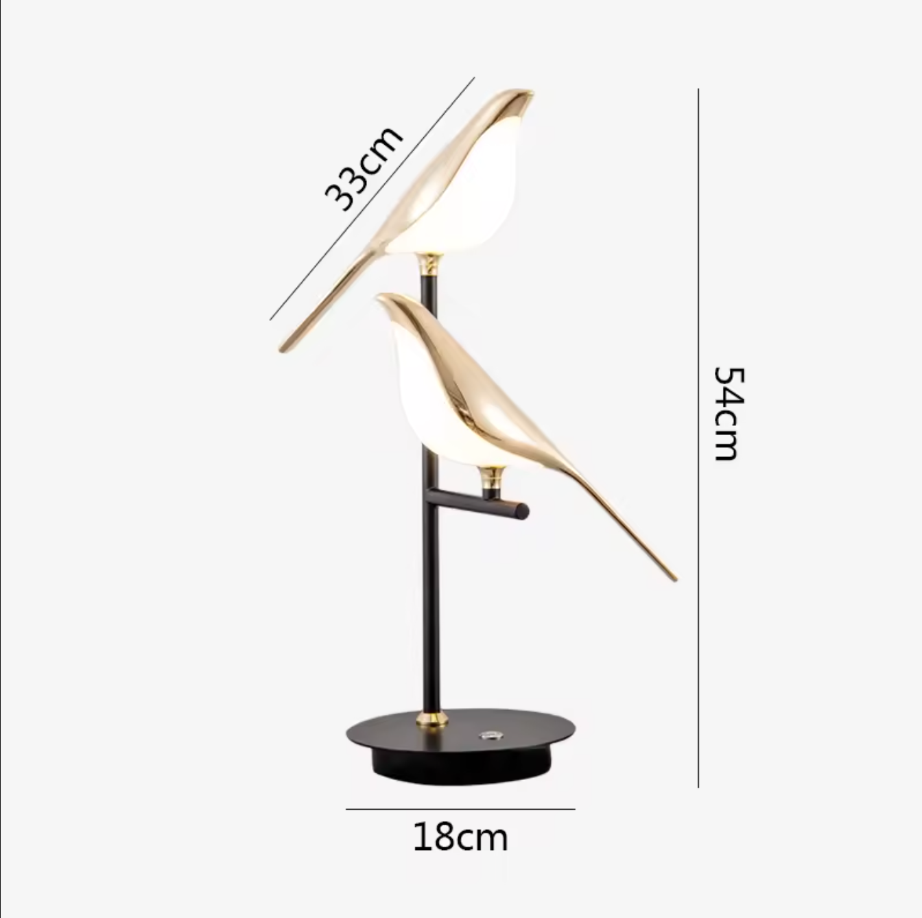 LED Bedside Table Lamp Magpie Bird Model Black Gold