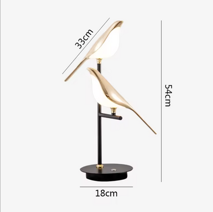 LED Bedside Table Lamp Magpie Bird Model Black Gold