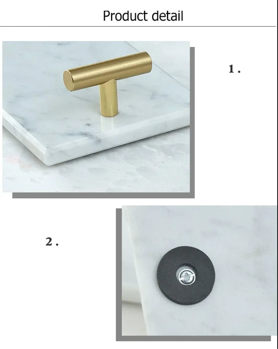 Natural Marble Tray with Golden Handles Bathroom Vanity