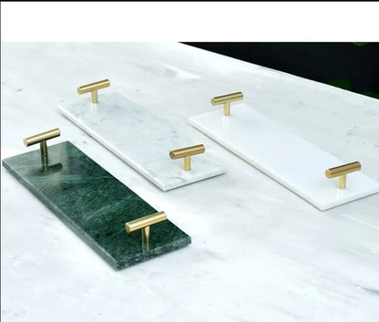 Natural Marble Tray with Golden Handles Bathroom Vanity
