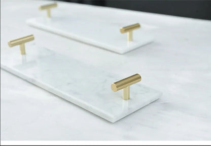 Natural Marble Tray with Golden Handles Bathroom Vanity