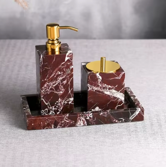 Luxury Natural Marble Bathroom Accessories Set for Home & Hotel Vanity