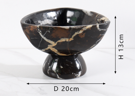 Nordic Marble Fruit Plate Bowl with Pedestal Base for Living Room Decor