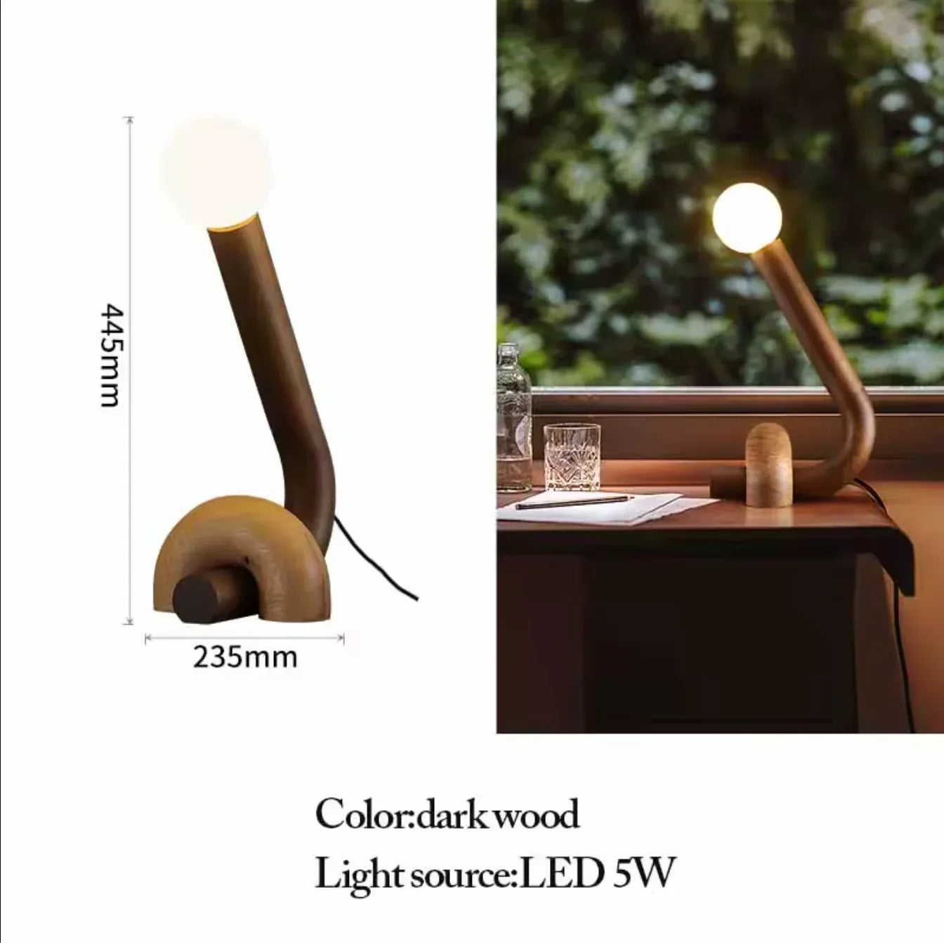 Vintage Solid Wood Table Lamp Bedside 2
