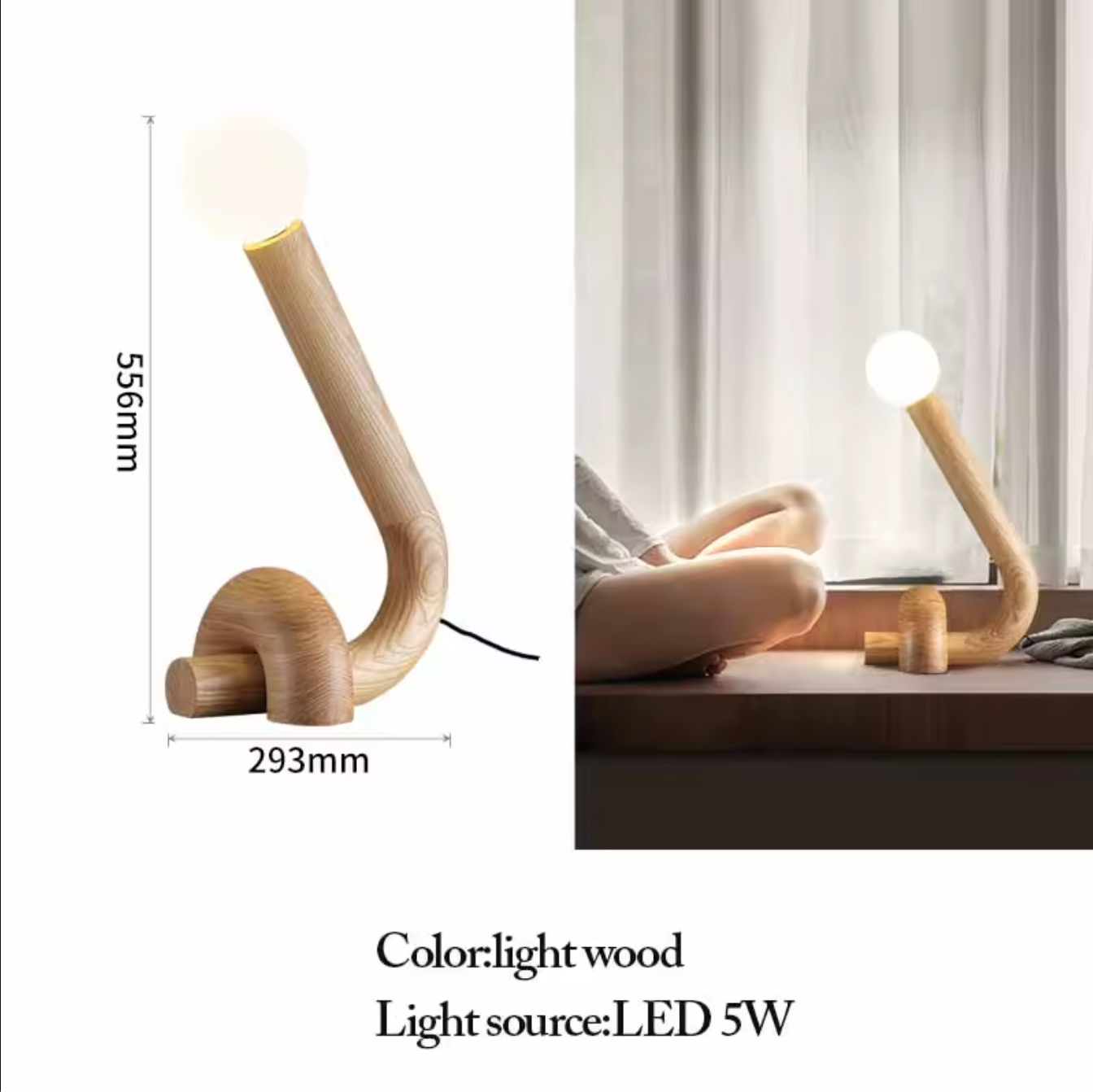 Vintage Solid Wood Table Lamp Bedside
