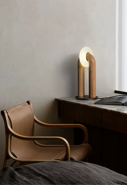 Vintage Solid Wood LED Table Lamp Dimmable Touch Control