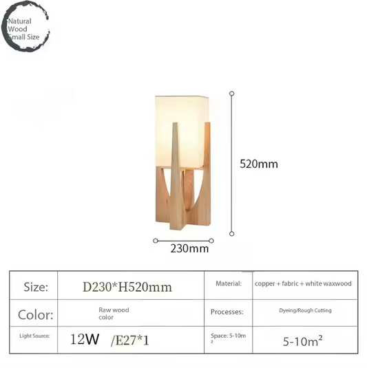 Nordic Walnut Wood Japanese Floor Lamp with Cotton Cloth Lampshade