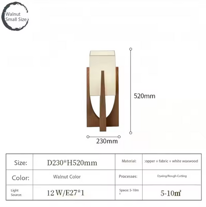 Nordic Walnut Wood Japanese Floor Lamp with Cotton Cloth Lampshade