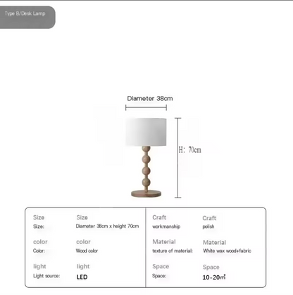 French Medieval Wabi-sabi Wooden Floor Lamp with Cloth Shade