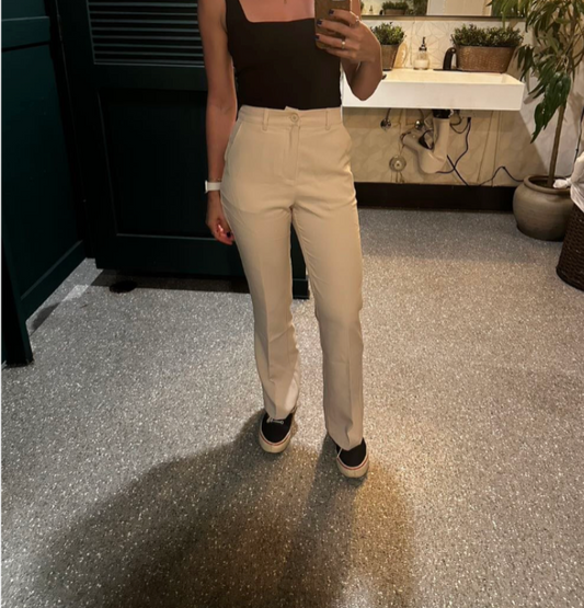 Women's Straight-Leg Beige Trousers