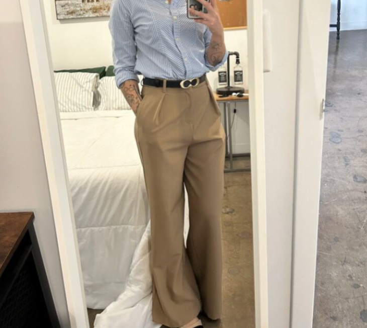 High waist wide leg dress pants for women