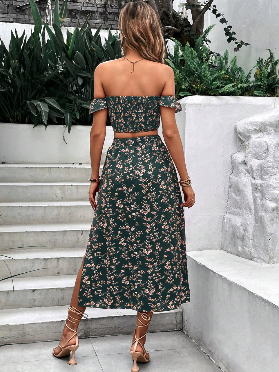 Crop Top And Split Thigh Skirt