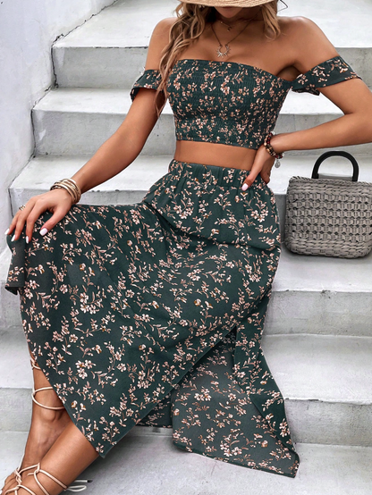 Crop Top And Split Thigh Skirt