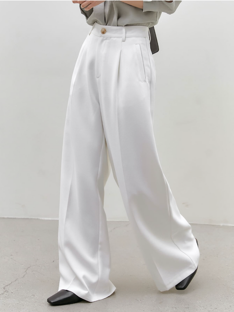 Women's White Wide-Leg Trousers