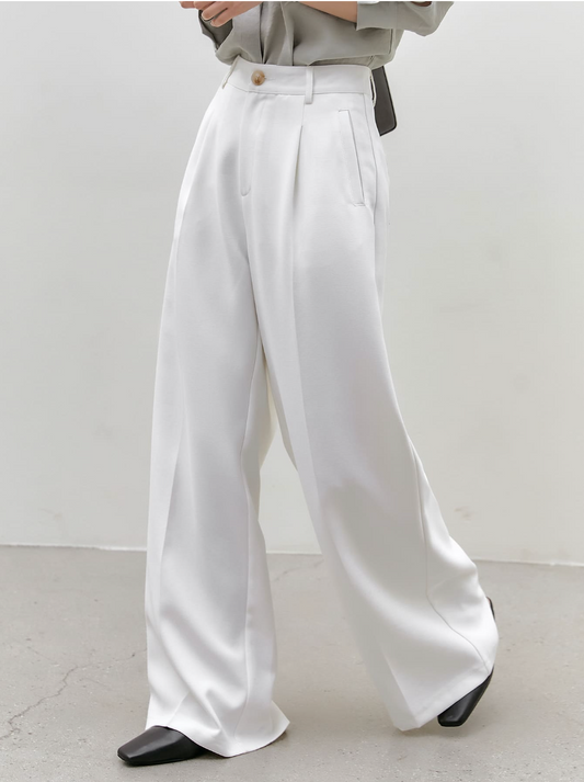 Women's White Wide-Leg Trousers