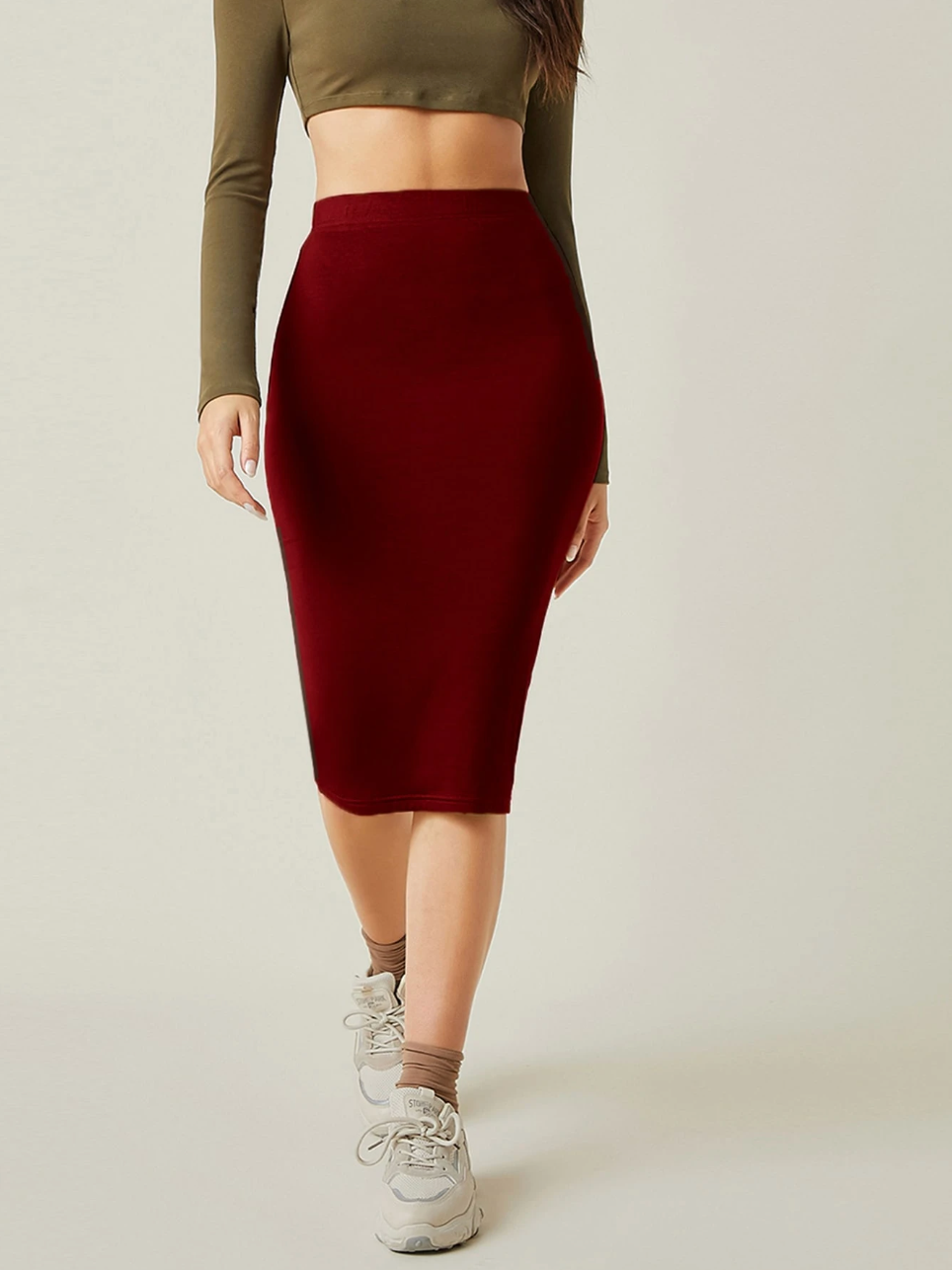 High Waist Below Knee Pencil Skirts
