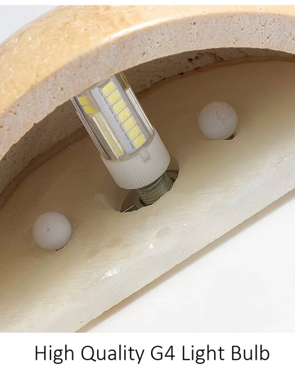 Yellow Travertine Semi Circular Wall Lamp Natural Stone