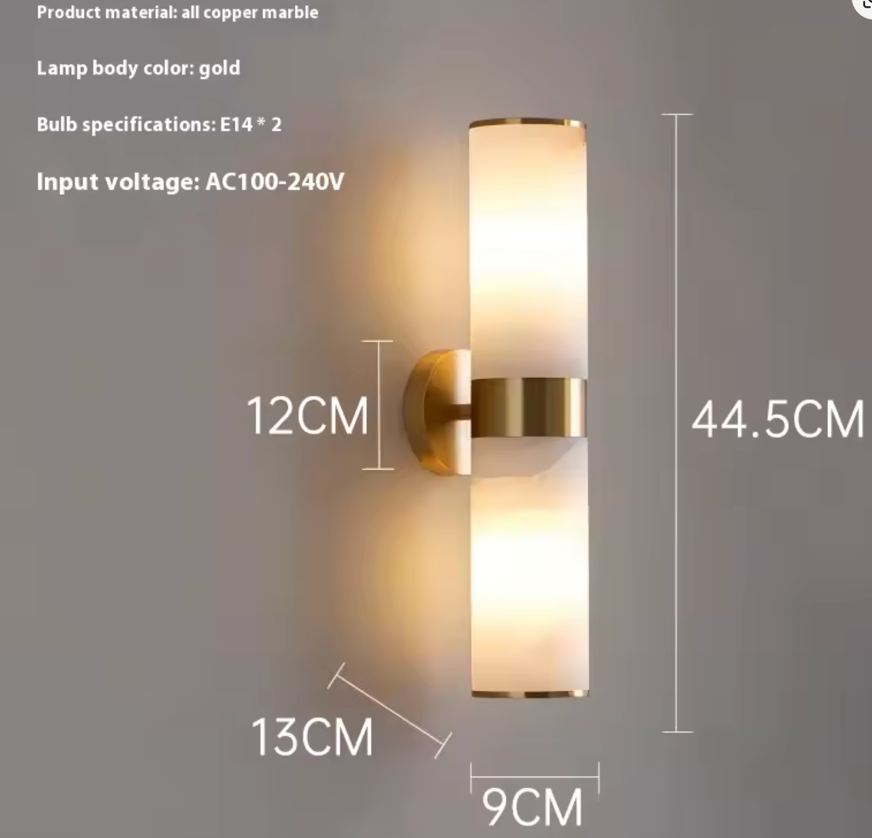 Marble Lamp Spanish Marble Solid Copper Wall Sconce