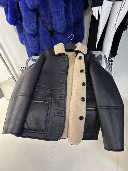 Women’s Real Reversible Shearling Bomber Jacket