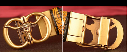 Men’s Ox Leather Belt Genuine Leather Automatic Buckle Waist Belt