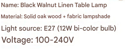 Wabi sabi wooden linen table lamp 40cm