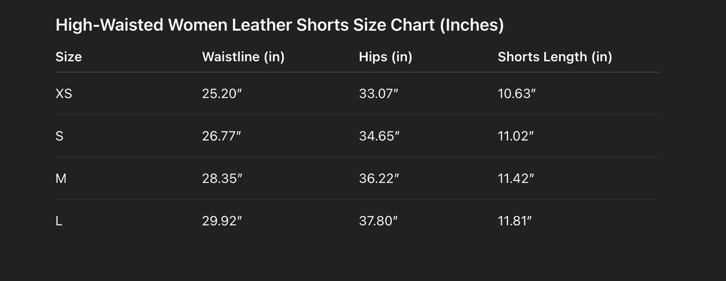 Women high waisted leather short shorts