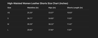 Women high waisted leather short shorts