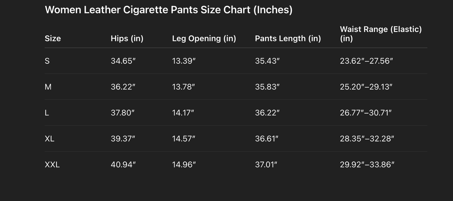 Womens genuine leather high waisted cropped pants