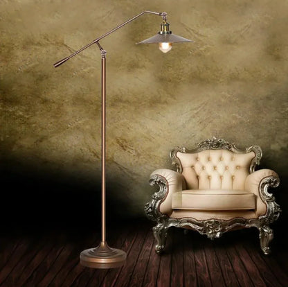 Industrial bronze boom arm floor lamp