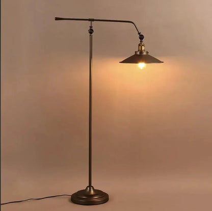Industrial bronze boom arm floor lamp