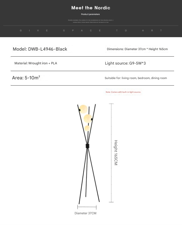 Nordic tripod moon globe floor lamp warm ambient lighting