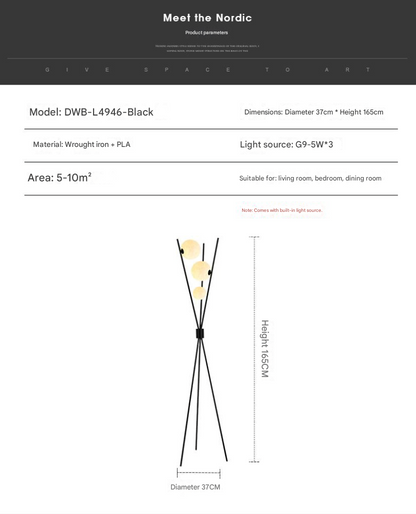 Nordic tripod moon globe floor lamp warm ambient lighting