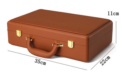 leather watch box brown storage with gold clasp