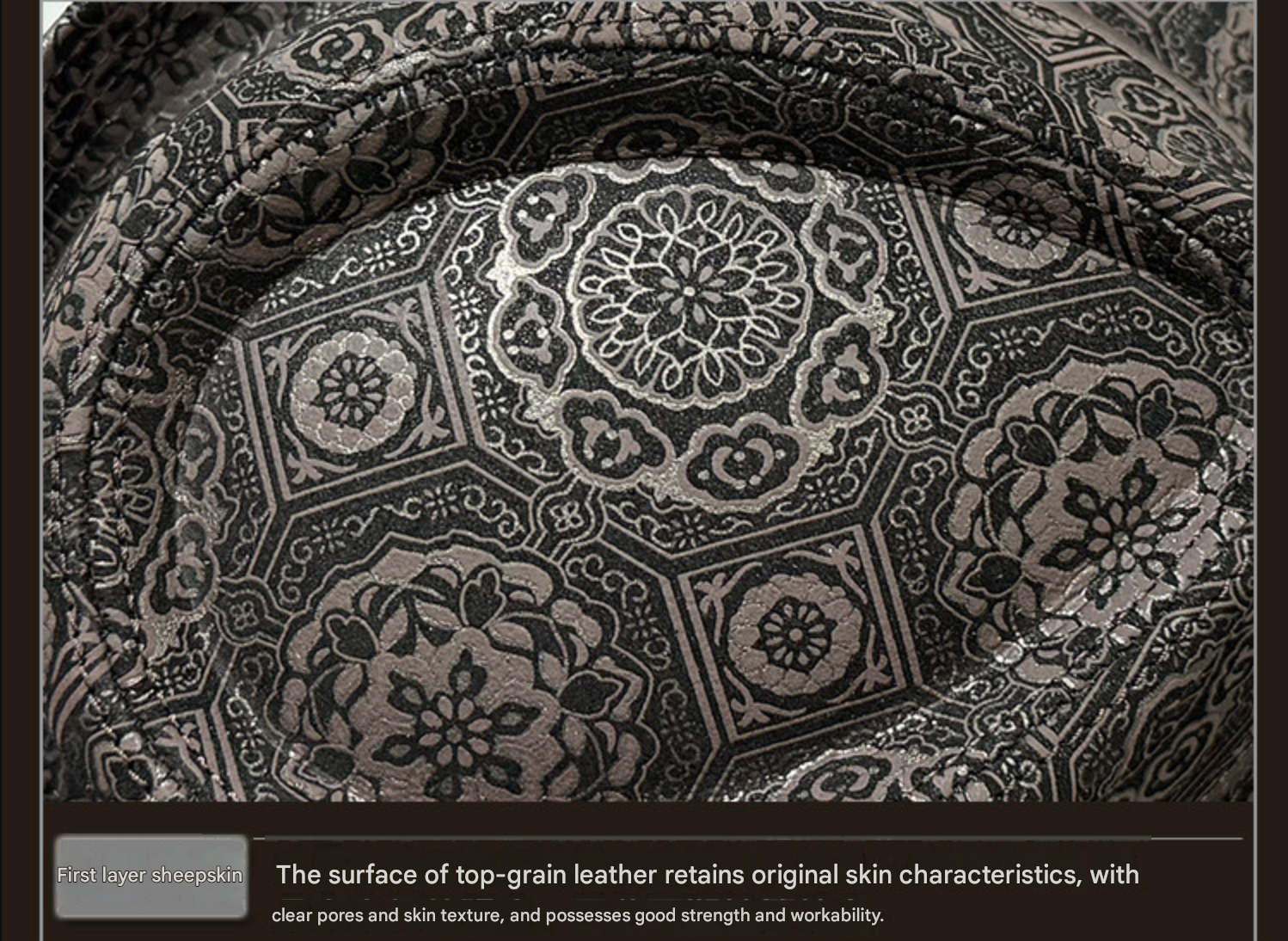 Leather jazz hat with hand-embossed design