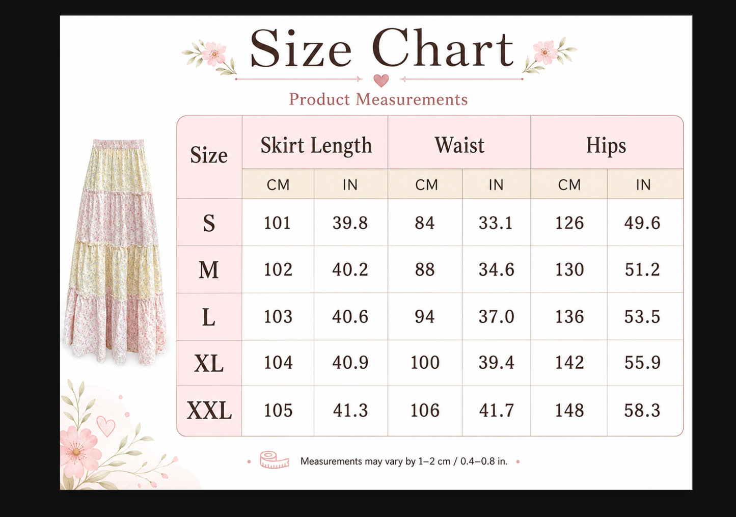 High waist maxi skirt with pink floral tiers