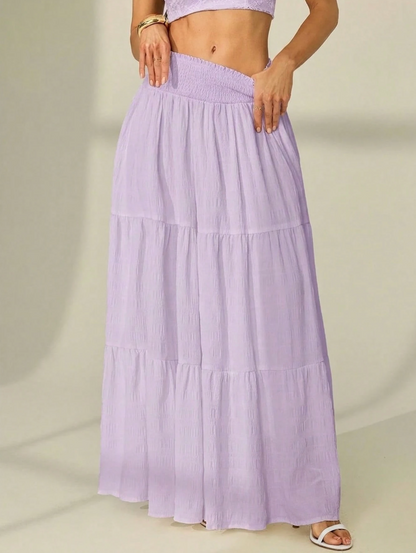 High waist maxi skirt with tiered ruffle hem