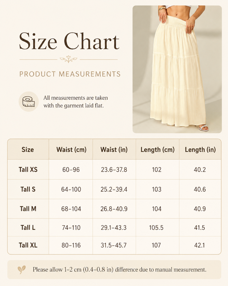 High waist maxi skirt with tiered ruffle hem